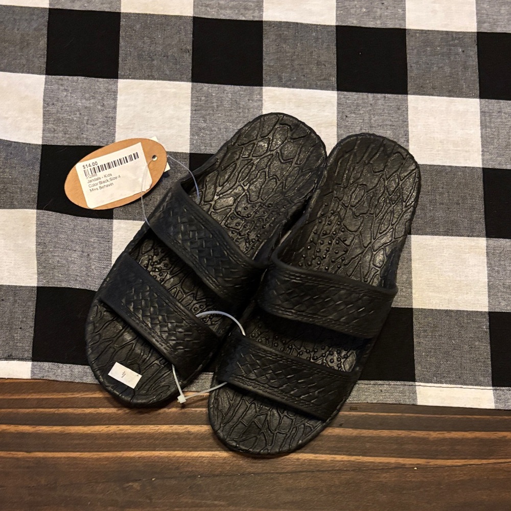 Pali Hawaii Boutique Jandals black 4 Slide Sandals new
